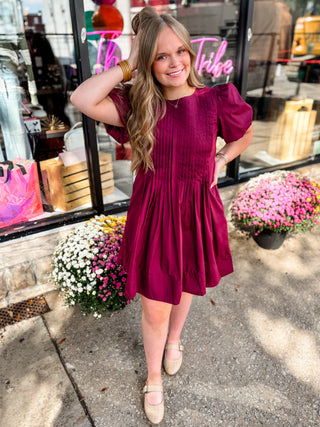 Merlot Pintuck Dress
