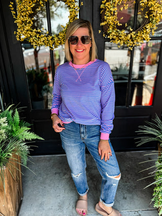 Blue Sugar Stripe Pullover
