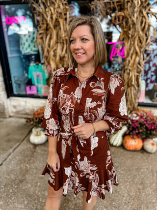 Autumn Stroll Waist Tie Dress
