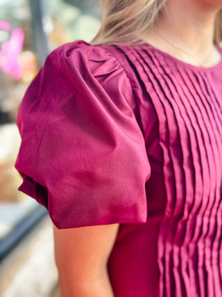 Merlot Pintuck Dress