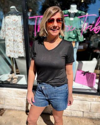 Criss Cross Dark Wash Shorts | Judy Blue