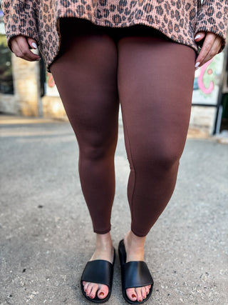 Brown Microfiber Full Length Leggings