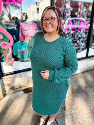 Long Sleeve Ribbed Dress | Multiple Colors