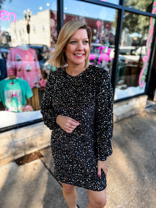 Black Old Flame Sequin Dress
