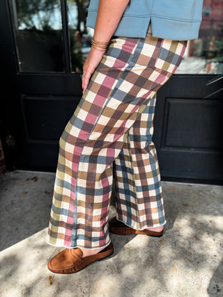Autumn Check Wide Leg Jeans