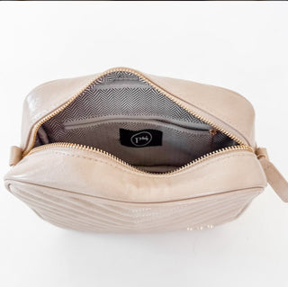 Taupe Quilted Camera Crossbody