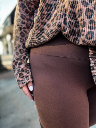 Brown Microfiber Full Length Leggings