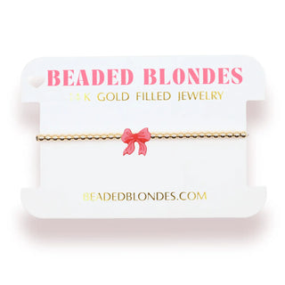 Red Bow Holiday Bracelet | Beaded Blondes