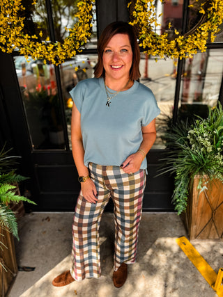 Autumn Check Wide Leg Jeans