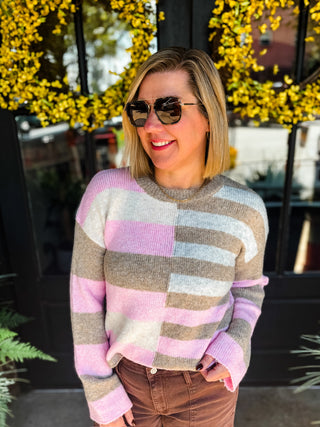 Pink Aspen Colorblock Sweater