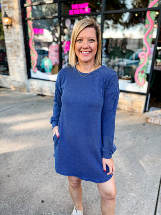 Long Sleeve Ribbed Dress | Multiple Colors