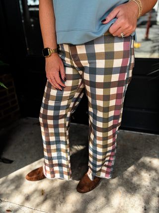 Autumn Check Wide Leg Jeans