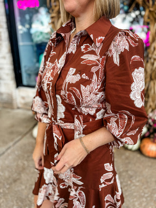 Autumn Stroll Waist Tie Dress