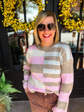 Pink Aspen Colorblock Sweater