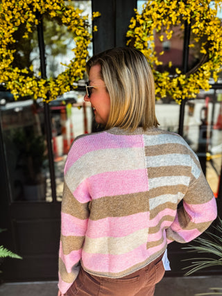 Pink Aspen Colorblock Sweater