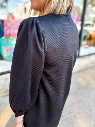 Black Uptown Hour Textured Dress
