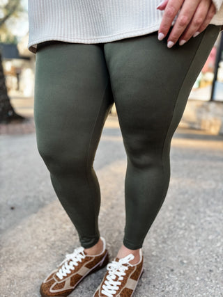 Olive Microfiber Full Length Leggings