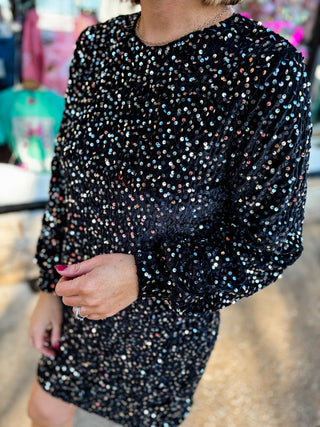 Black Old Flame Sequin Dress