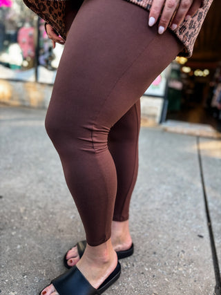 Brown Microfiber Full Length Leggings