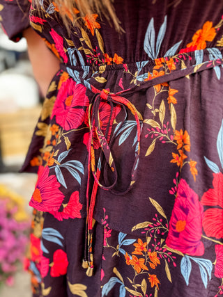 Plum Tiered Floral Midi Dress