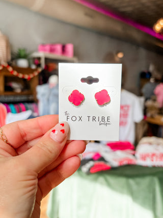 Gold & Hot Pink Enamel stud earrings
