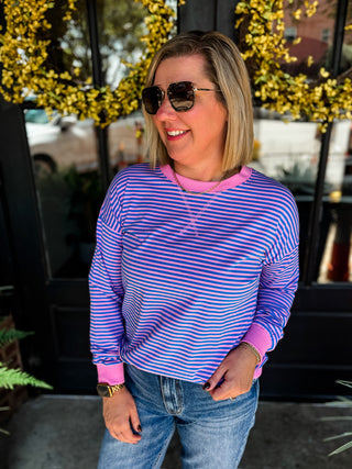 Blue Sugar Stripe Pullover