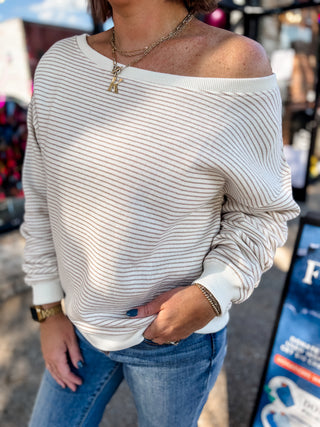 Unwind Off Shoulder Stripe Top