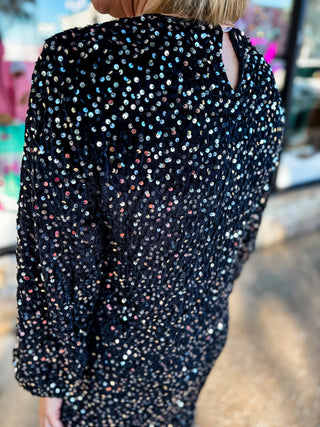 Black Old Flame Sequin Dress
