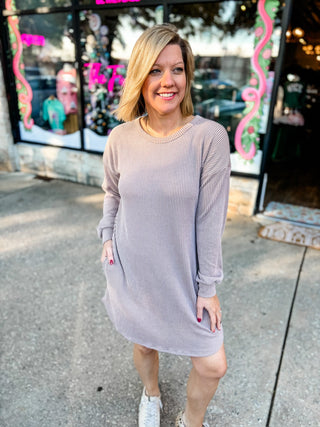 Long Sleeve Ribbed Dress | Multiple Colors