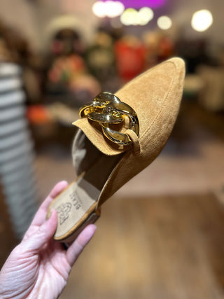 Camel Pointed Toe Mule