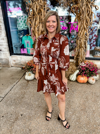 Autumn Stroll Waist Tie Dress