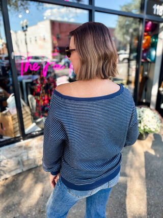 Unwind Off Shoulder Stripe Top