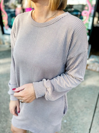 Long Sleeve Ribbed Dress | Multiple Colors