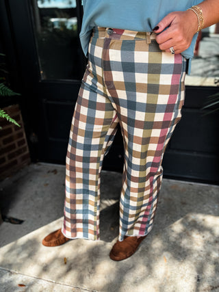 Autumn Check Wide Leg Jeans
