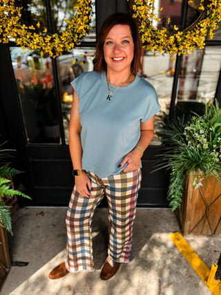 Autumn Check Wide Leg Jeans