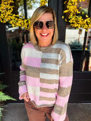 Pink Aspen Colorblock Sweater