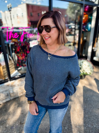 Unwind Off Shoulder Stripe Top
