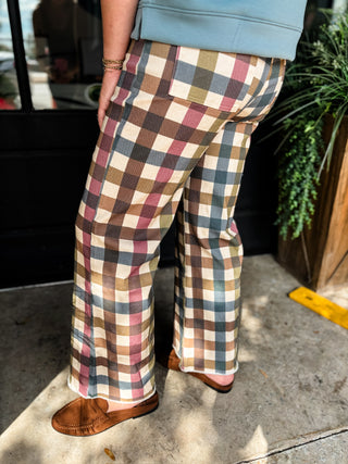 Autumn Check Wide Leg Jeans