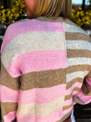 Pink Aspen Colorblock Sweater