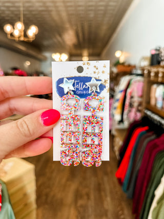 Cheers Confetti Drop Dangle Earrings