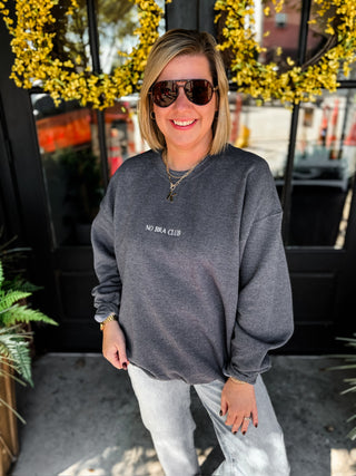 No Bra Club Embroidered Sweatshirt