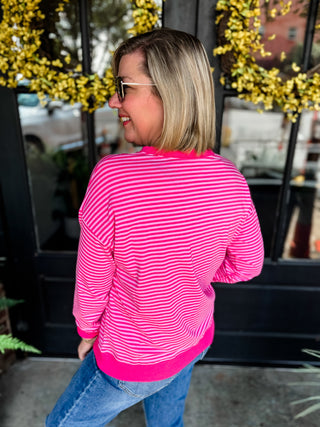 Candy Pink Stripe Pullover