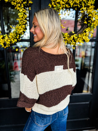 Harper Stripe Split Neck Sweater