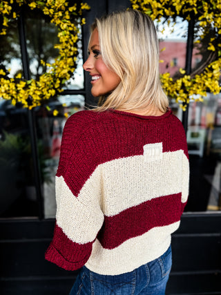 Harper Stripe Split Neck Sweater