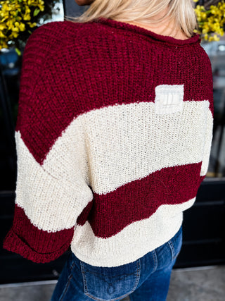 Harper Stripe Split Neck Sweater