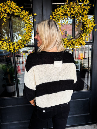 Harper Stripe Split Neck Sweater