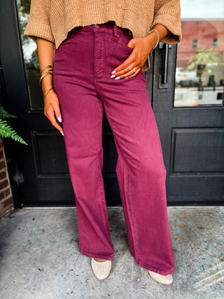 Lux Boysenberry Retro Wide Jeans | Judy Blue