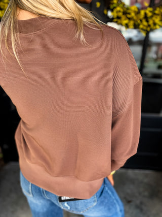 Ribbed Balloon Sleeve Pullover