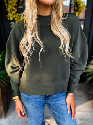 Ribbed Balloon Sleeve Pullover