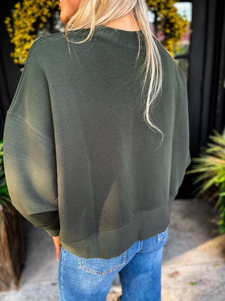 Ribbed Balloon Sleeve Pullover